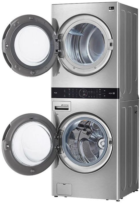 LG Studio WashTower™ 5.0 Cu. Ft. Washer, 7.4 Cu. Ft. Dryer Noble Steel Stack Laundry-3
