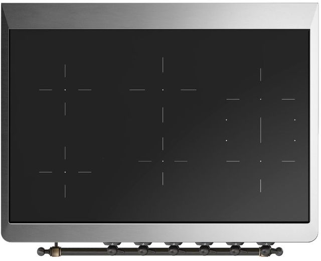 Ilve® Majestic III 36" Stainless Steel Pro Style Induction Range with Solid Door and Burnished Trim-3