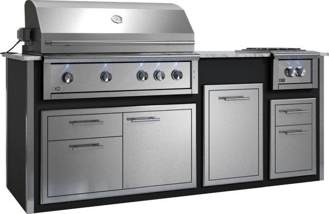 XO Designer 99" Black Outdoor Kitchen Island -1