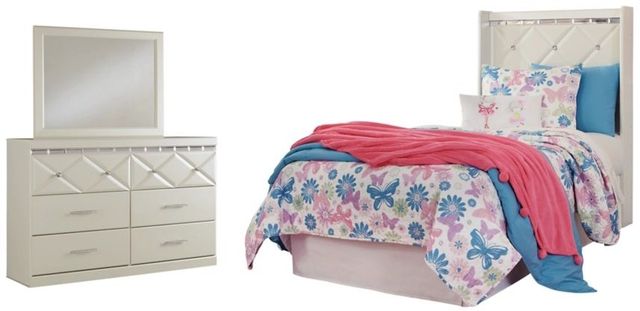 Signature Design by Ashley® Dreamur 2-Piece Champagne Twin Panel Headboard Bed Set-0
