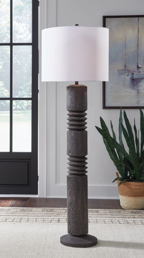 Signature Design by Ashley® Fainwell Distressed Black Floor Lamp-2