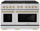 ZLINE Autograph Edition 48" DuraSnow® Stainless Steel Pro Style Gas Range with Champagne Bronze Accents-0