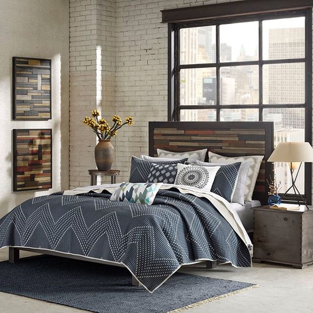 Olliix by INK+IVY Navy King/California King Pomona 3 Piece Coverlet Mini Set-1