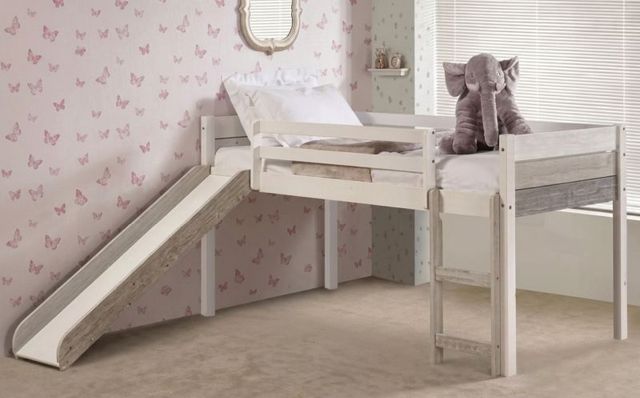 Donco Kids Gray/White Youth Twin Panel Low Loft-1