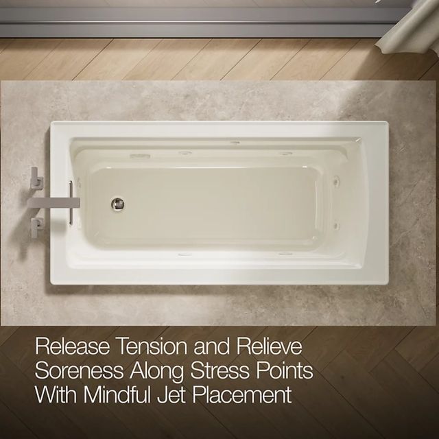 KOHLER® Archer® Biscuit 66" x 32" Drop-In Heated Whirlpool Bath-1