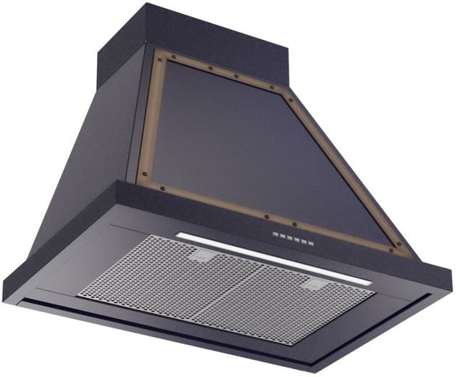 Ilve® Nostalgie II Noblesse 30" Midnight Blue Wall Mounted Range Hood with Burnished Trim-1