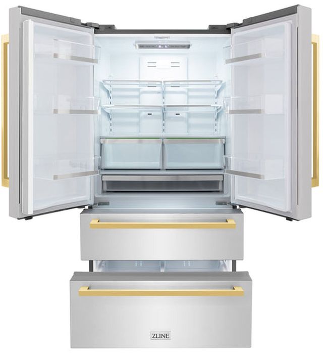 ZLINE Autograph Edition 36" 22.5 Cu. Ft. Stainless Steel Counter Depth Freestanding French Door Refrigerator-1