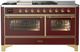 Ilve® Majestic III 60" Burgundy Pro Style Dual Fuel Liquid Propane Range with French Top and Brass Trim-0