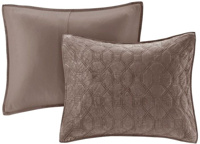 Olliix by Madison Park Harper 3 Piece Taupe King/California King Faux Velvet Reversible Coverlet Set-1