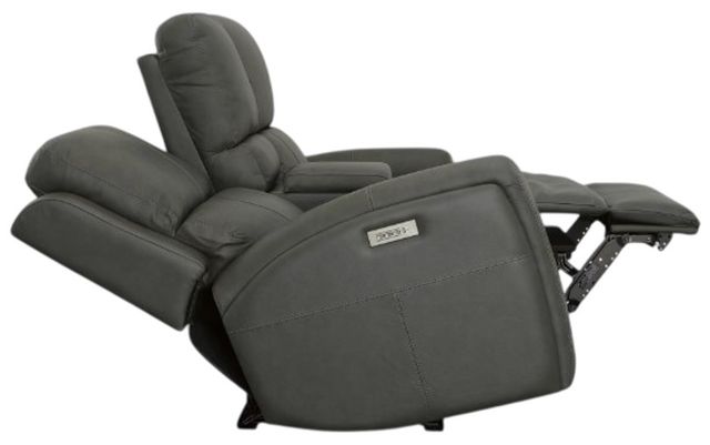 Flexsteel® Linden Charcoal Leather Power Reclining Loveseat with Console, Power Headrests and Lumbar-1