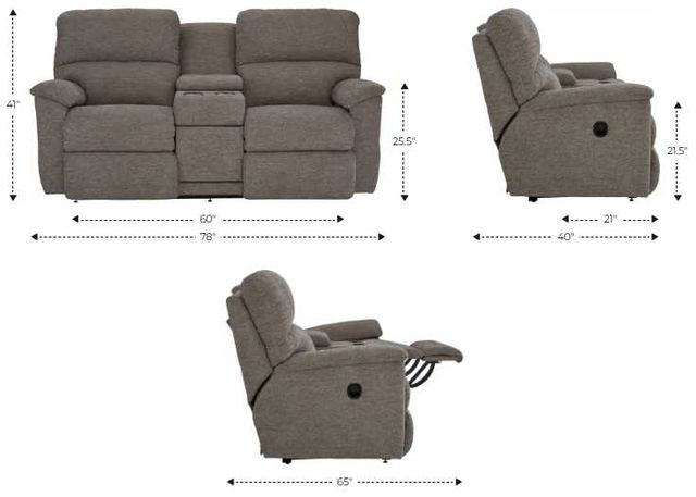 La-Z-Boy® Brooks Shadow Manual Reclining Loveseat with Console-2
