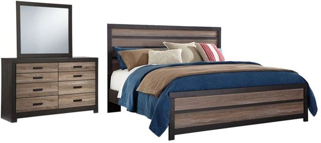 Signature Design by Ashley® Harlinton 3-Piece Warm Gray/Charcoal King Panel Bed Set-0