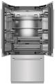 ZLINE Autograph Edition 36 " 19.6 Cu. Ft. Stainless Steel Interior and Polished Nickel Helix Handles French Door Built-In Bottom Freezer Refrigerator with Water Dispenser and Ice Maker-1