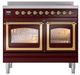 Ilve® Nostalgie II Noblesse 40'' Burgundy Pro Style Induction Range with Brass Trim-1