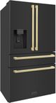 ZLINE Autograph Edition 36" 21.6 Cu. Ft. Fingerprint Resistant Black Stainless Steel Counter Depth French Door Refrigerator with Champagne Bronze Modern Handles-2