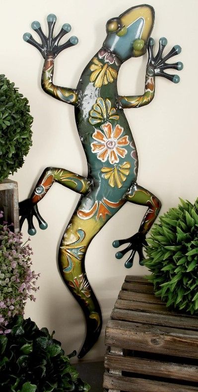 Deco Marche Multi Colored Lizard Wall Decor-3