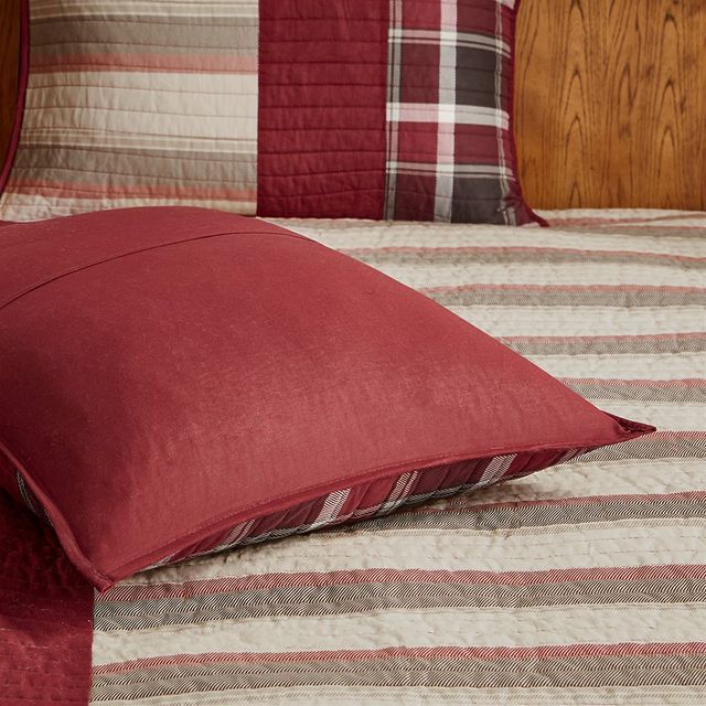 Olliix by Woolrich Valley Red King/California King Cotton Oversized Quilt Mini Set-3