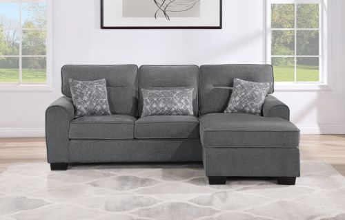 Milton Greens Stars 2-Piece Charcoal Fabric Cushioned Arm Sectional-1