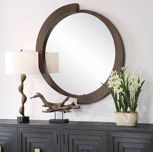 Uttermost® Reverse Bronze Round Mirror-1