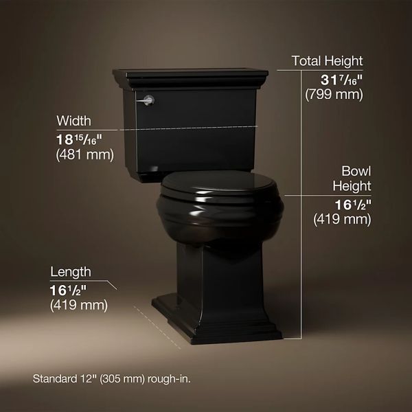 KOHLER® Memoirs® Stately Black 2-Piece Elongated with Concealed Trapway, 1.28 Gpf-4