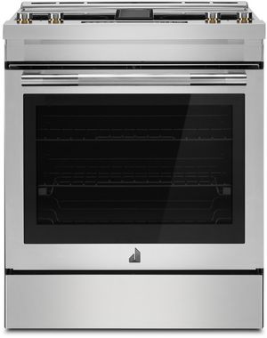 Front view of the JennAir® RISE™ 30" Stainless Steel Slide In Electric Range