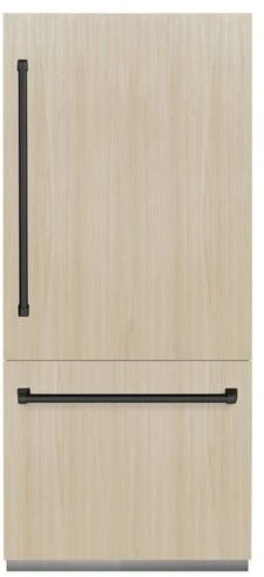 ZLINE Autograph Edition 36" 19.8 Cu. Ft. Panel Ready Built In Bottom Freezer Refrigerator with Matte Black Accents-0