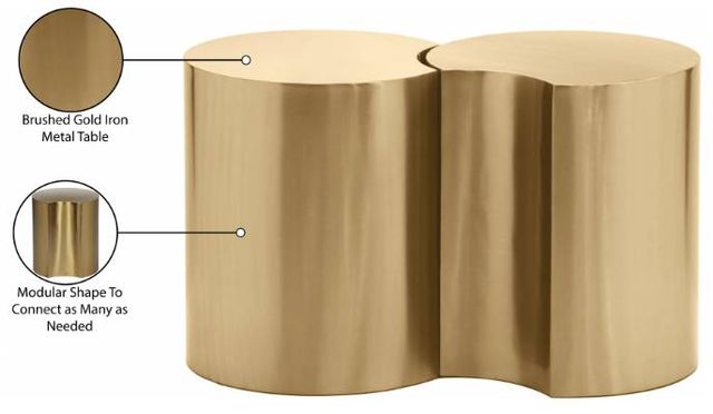 Meridian Furniture Dimple 2-Piece Gold 30" Modular Nesting End Table Set-3