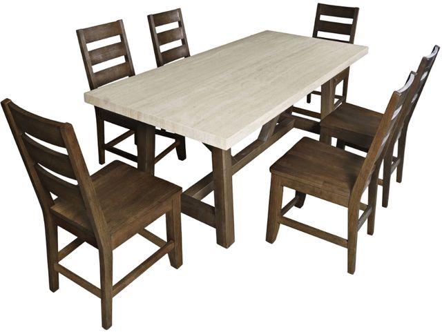 Jofran Inc. Sierrafina 7-Piece Almond/Coratado 72" Counter Table Set -0