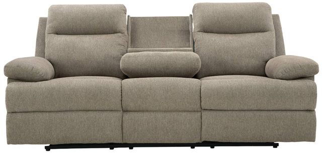 Signature Design by Ashley® Side-Swipe Mocha Manual Reclining Sofa with Drop Down Table-4