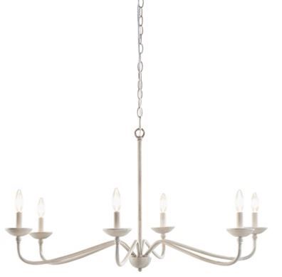 Olliix by Hampton Hill Brighton Distressed White 6-Light Farmhouse Chandelier-0