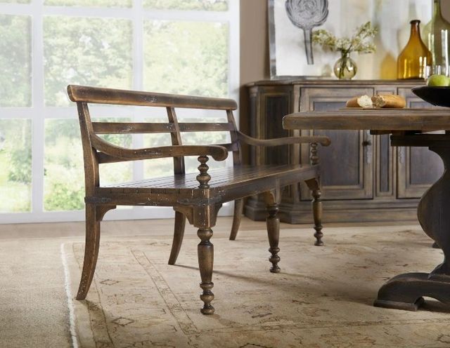 Hooker® Furniture Hill Country Helotes Timeworn Saddle Brown Dining Bench-1