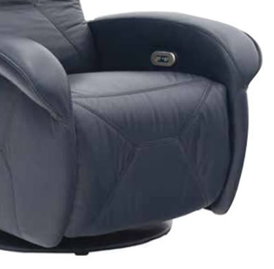 Fornirama 90 Blue Power Swivel Rocker Recliner with Power Adjustable Headrest-2