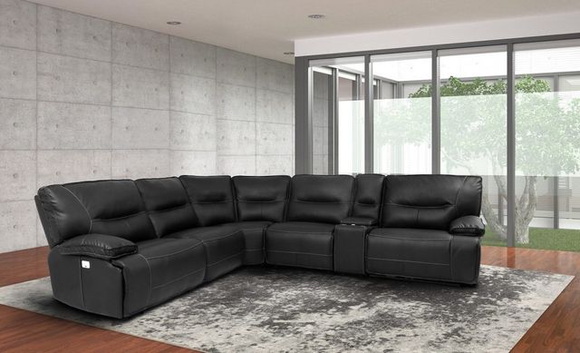 Parker House® Spartacus 6-Piece Black Power Reclining Sectional-1