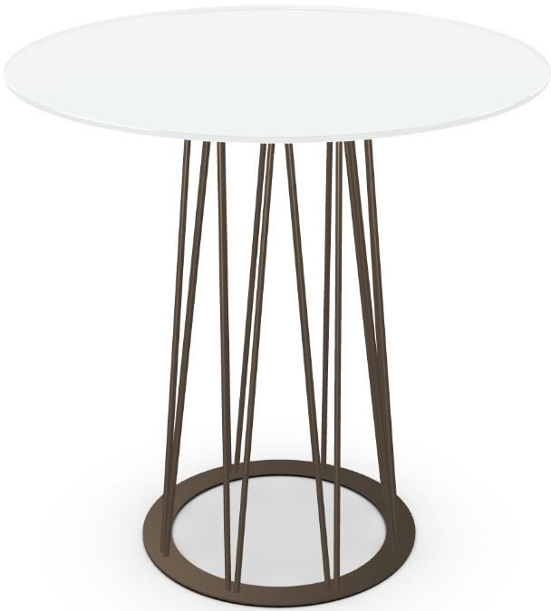 Amisco Customizable Calypso 42" White Glass Round Bar Table-0