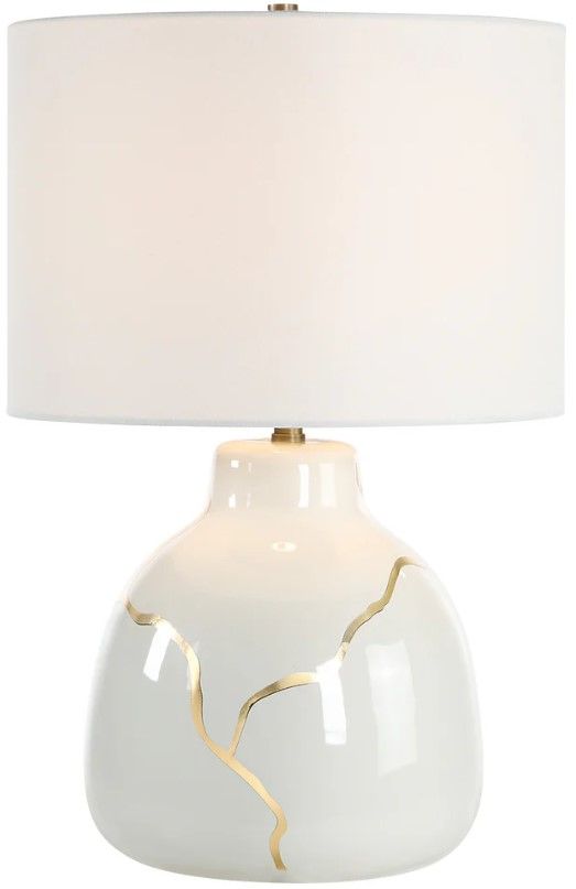 Renwil® Everren Rhodes Glazed Ivory/Gold Leaf Table Lamp-2