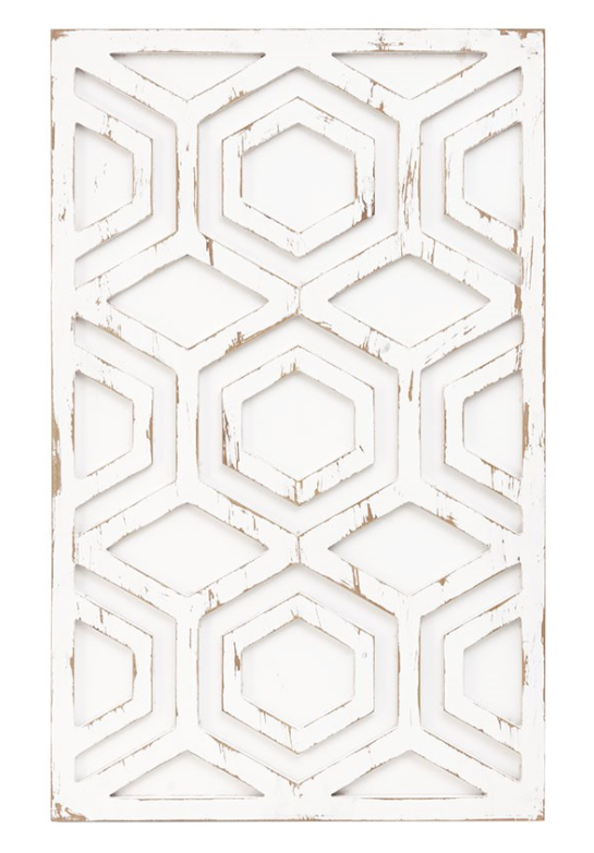 Olliix by INK+IVY Ralston White Wooden Wall Art with Pattern-1