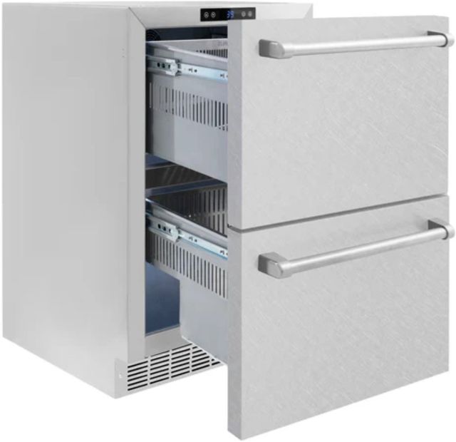 ZLINE 24" Touchstone 168 Can Outdoor-Rated Dual Refrigerator Drawer with Satin Stainless Steel Doors-3