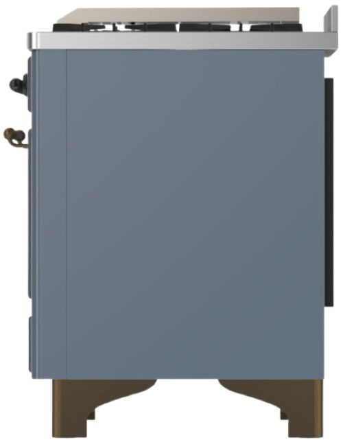 Ilve® Majestic III 48" Blue Gray Pro Style Dual Fuel Liquid Propane Range with Solid Door and Burnished Trim-3