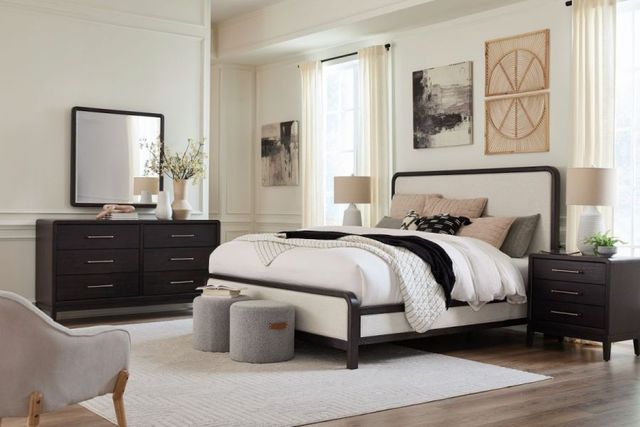 aspenhome® Ambrose Obsidian Mist/White Queen Upholstered Panel Bed-2