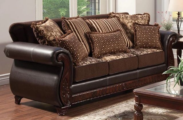 Furniture of America® Franklin Dark Brown/Tan Sofa-0