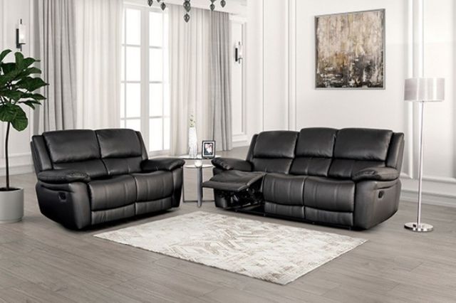 Furniture of America® Glarus Black Sofa Manual Recliner-1