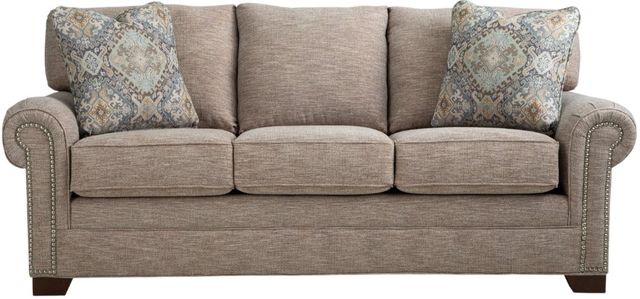 Craftmaster® Customizable Craftmaster Essentials Pleated Rolled Arm 3-Cushion Sofa-2