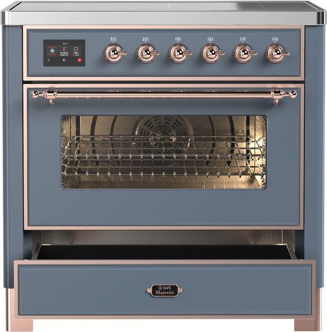 Ilve® Majestic III 36" Blue Gray Pro Style Induction Range with Triple Glass Door and Copper Trim-3