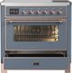 Ilve® Majestic III 36" Blue Gray Pro Style Induction Range with Triple Glass Door and Copper Trim-3