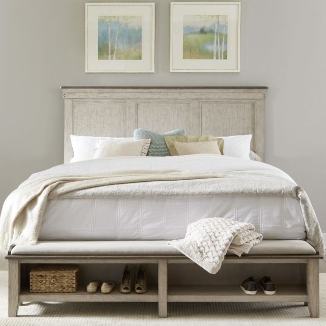 Liberty Furniture Ivy Hollow Dusty Taupe/Weathered Linen Queen Storage Panel Bed-1