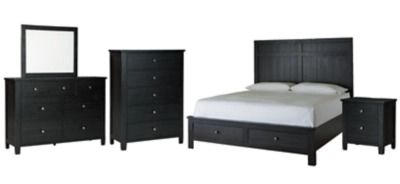 Signature Design by Ashley® Noorbrook 5-Piece Black King Storage Panel Bed Set-0