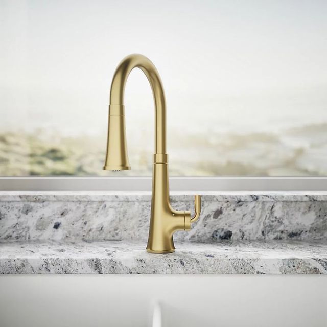 KOHLER® Tone® Vibrant Brushed Moderne Brass Touchless Kitchen Sink Faucet with 3-Function Sprayhead-3
