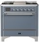Ilve® Majestic III 36" Blue Gray Pro Style Dual Fuel Natural Gas Range with Solid Door and Chrome Trim-0