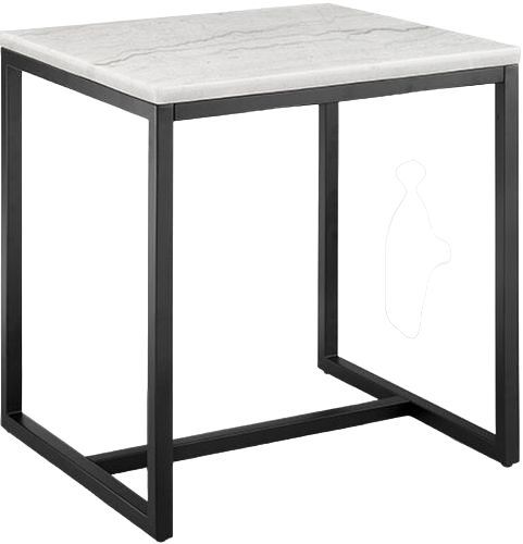 Magnussen Home® Torin White Marble End Table with Matte Black Base-0