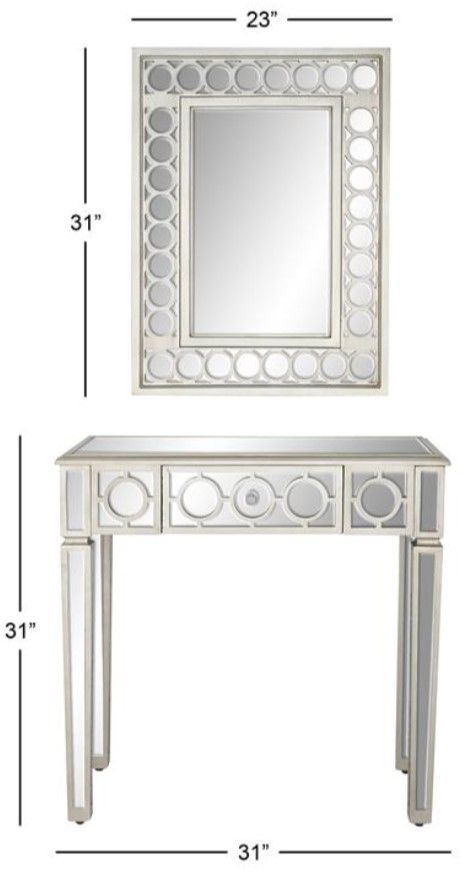 Deco Marche Silver Console Table with Mirror-3